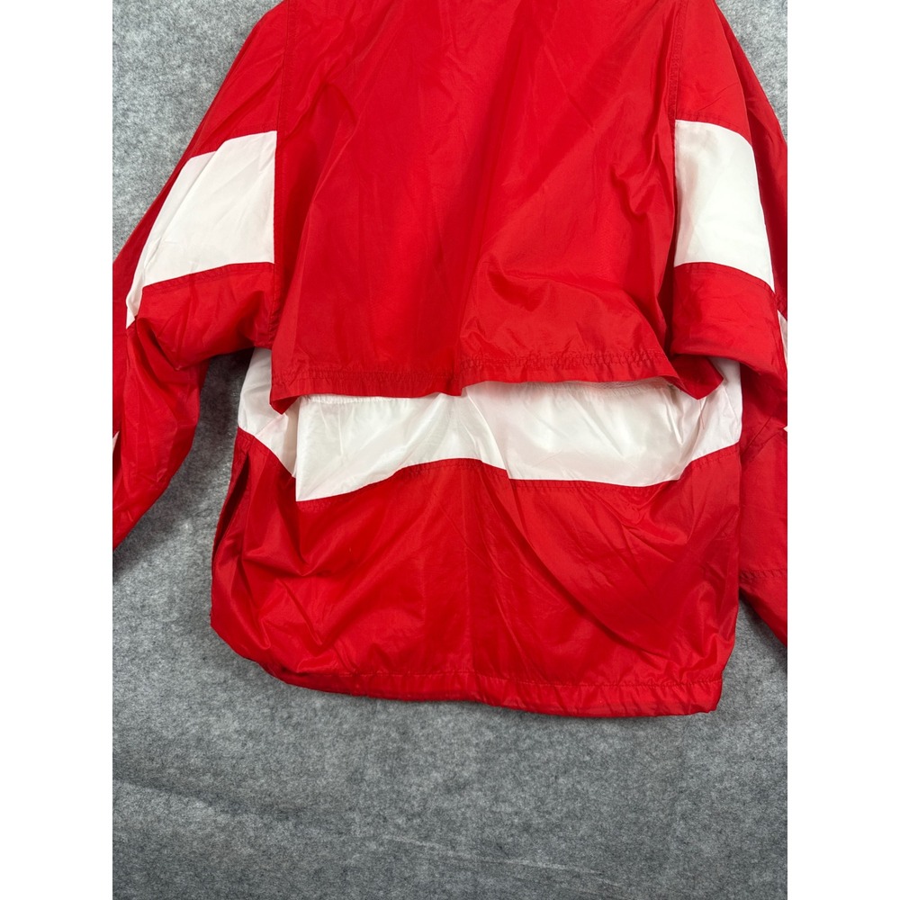 Vintage Asics Windbreaker Jacket Red White Colorblock Full Zip Men L Vented Back - Picture 11 of 13